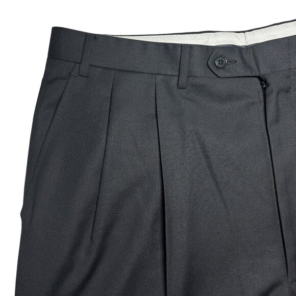 Canali Mens Wool Pleated Dress Pants Black Trousers 54IT w36 Made In Italy NWOT - Picture 1 of 15